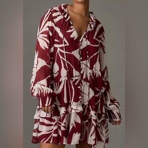 Anthropologie The Marais Printed Chiffon Mini Dress